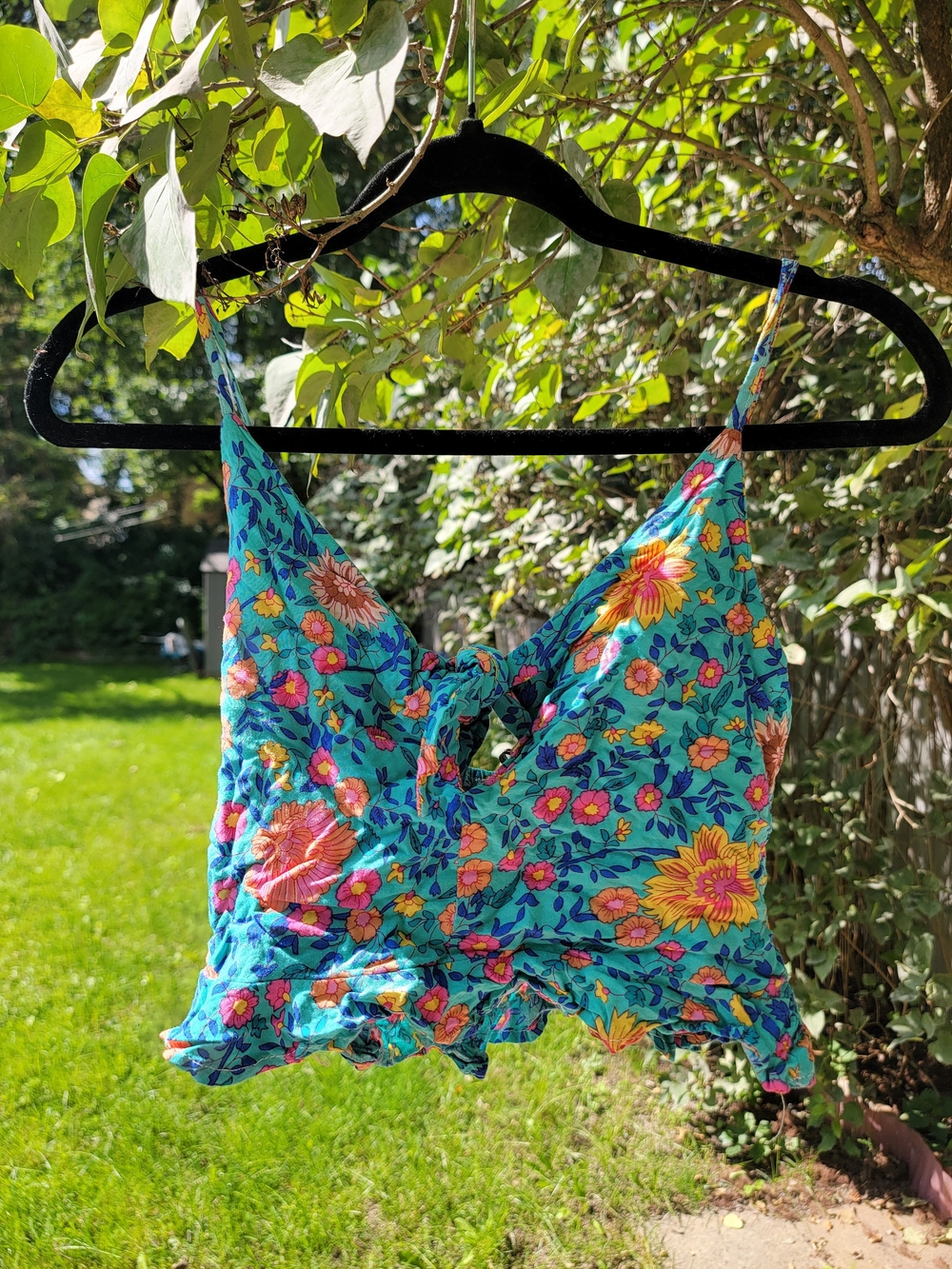 Turquoise Floral Tie-Front Camisole - Women
